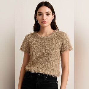 Zara Tan Shag‎ Sweater Sz. S NWT